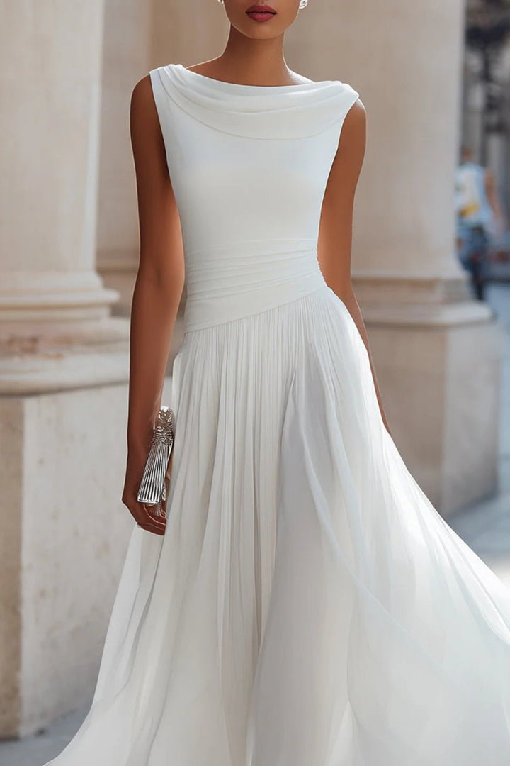 Women's Sleeveless Cowl-Neck Pleated Midi Dress