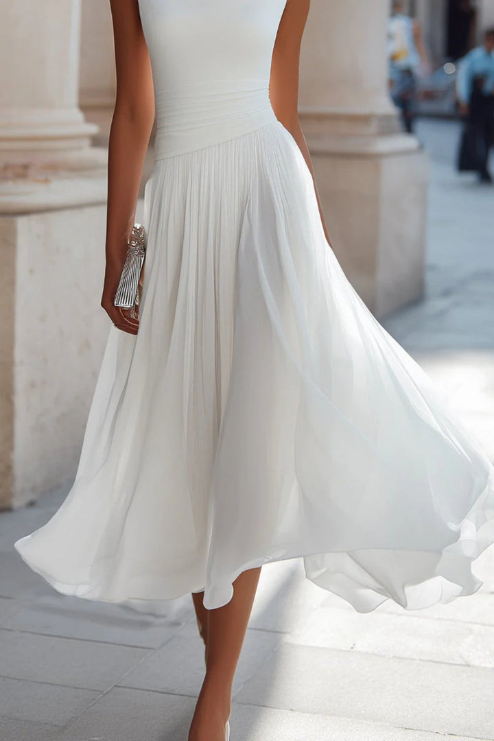 Women's Sleeveless Cowl-Neck Pleated Midi Dress