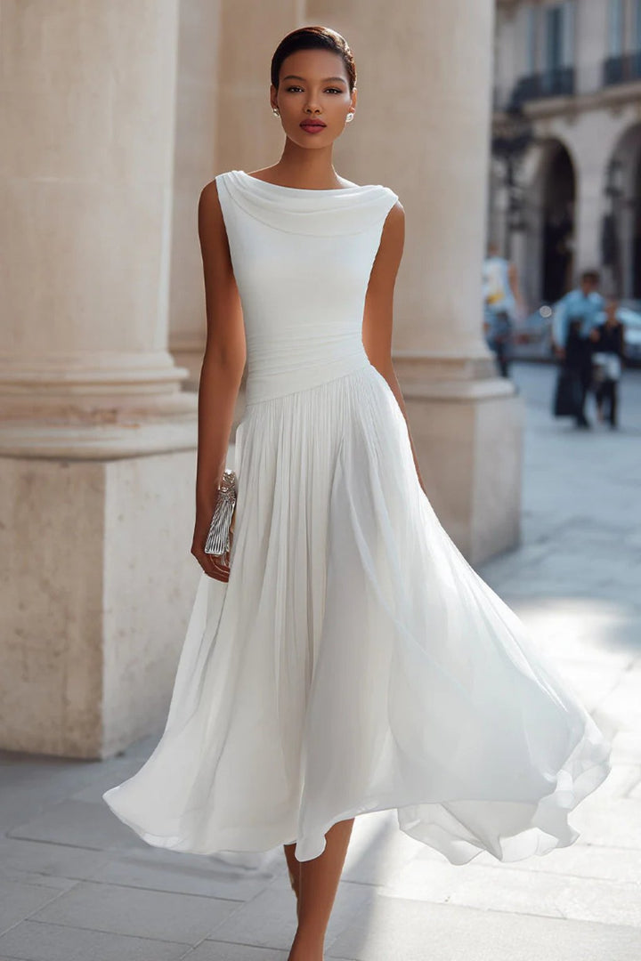 Women's Sleeveless Cowl-Neck Pleated Midi Dress