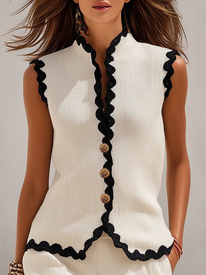 Women's Sleeveless Linen Two-Piece Set