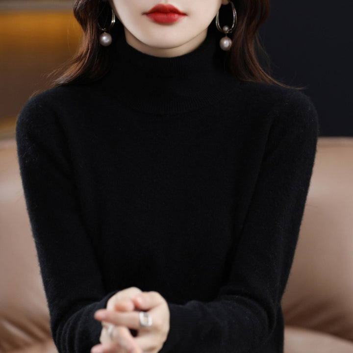 Women's Slim-Fit Cashmere Blend Turtleneck Jumper - Black