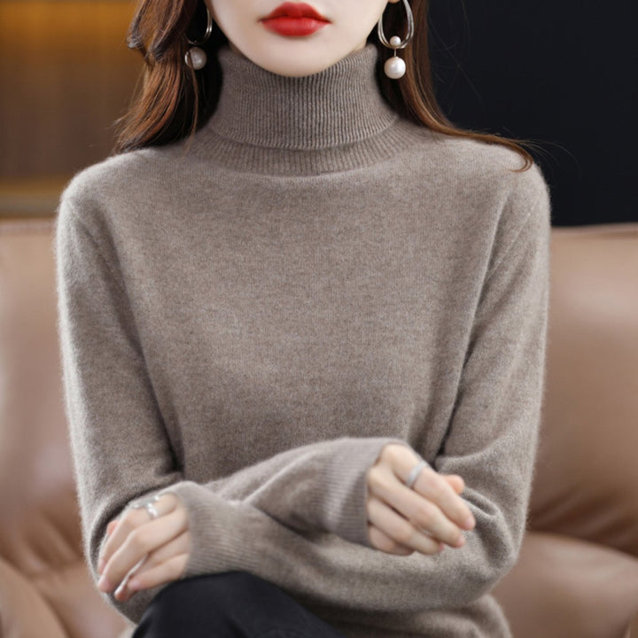 Women's Slim-Fit Cashmere Blend Turtleneck Jumper - Dark Brown