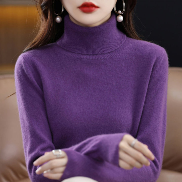 Women's Slim-Fit Cashmere Blend Turtleneck Jumper - Purple