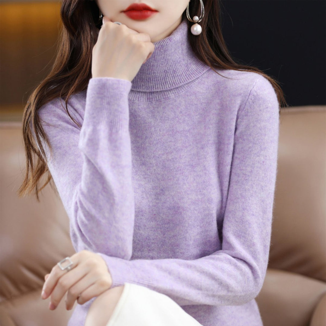 Women's Slim-Fit Cashmere Blend Turtleneck Jumper - Light Violet