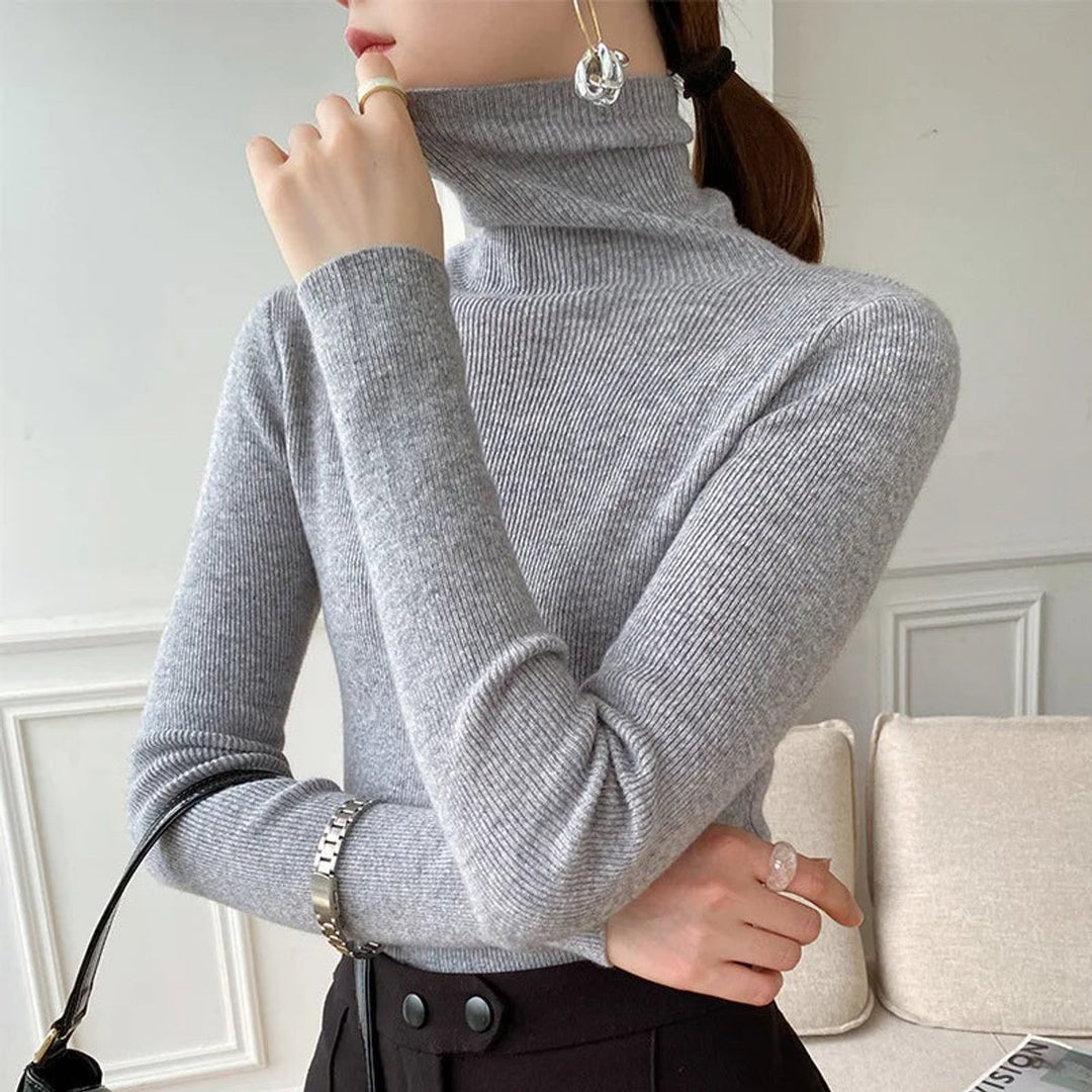 Women's Slim-Fit Cashmere Turtleneck Jumper - Grey