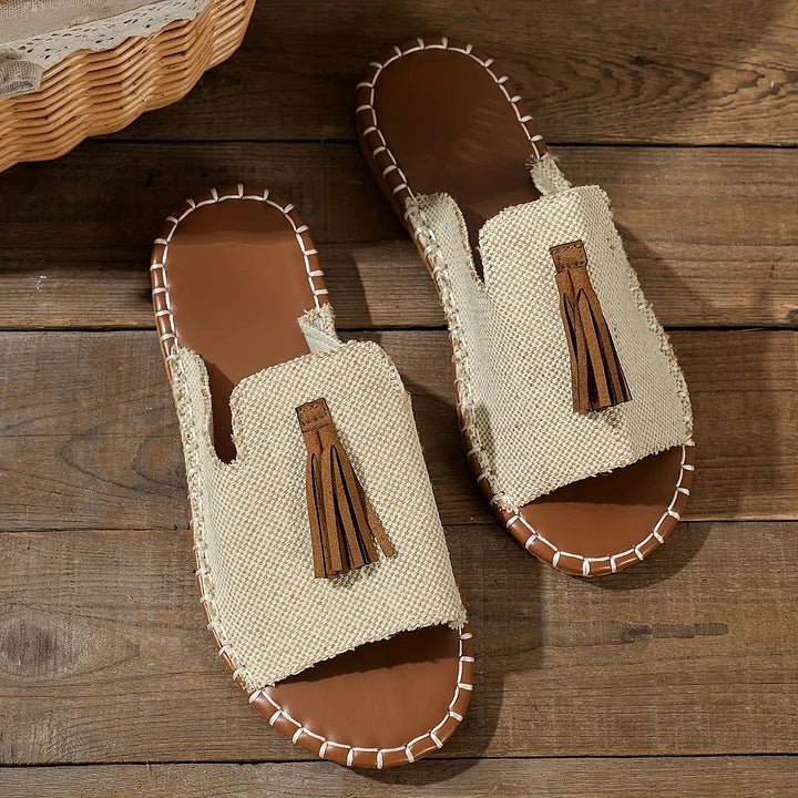 Women's Slip-On Sandals Open Toe Tassel Detail Flat