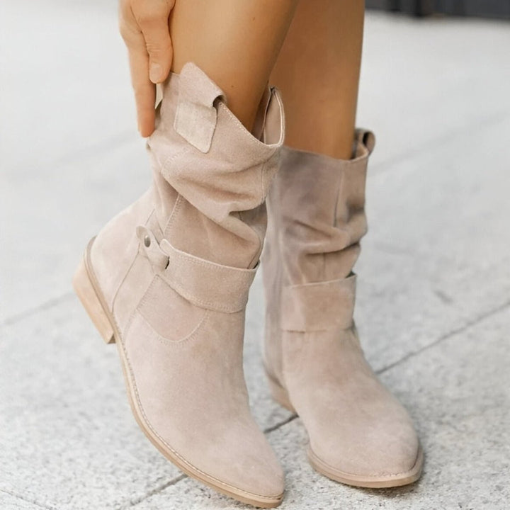 Women's Slouchy Suede Mid-Calf Knee High Boots Block Heel