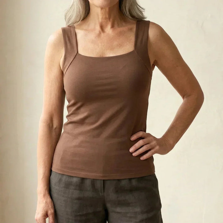 Women's Square-Neck Built-In Bra Sleeveless Tank Top