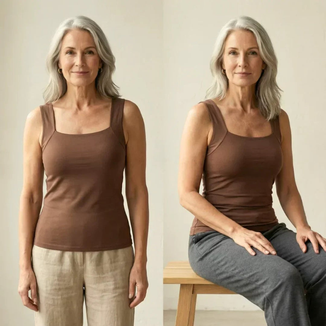 Women's Square-Neck Built-In Bra Sleeveless Tank Top