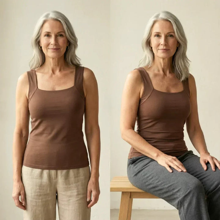 Women's Square-Neck Built-In Bra Sleeveless Tank Top