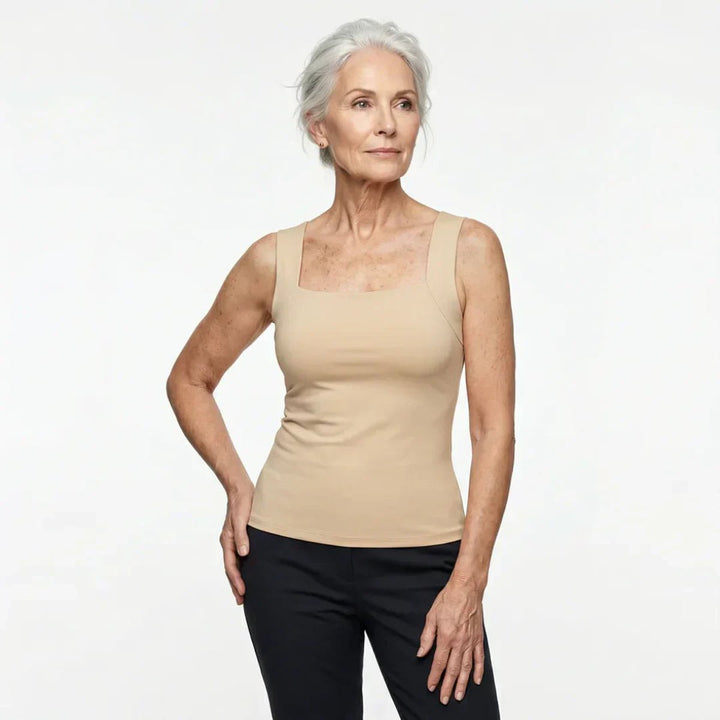 Women's Square-Neck Built-In Bra Sleeveless Tank Top