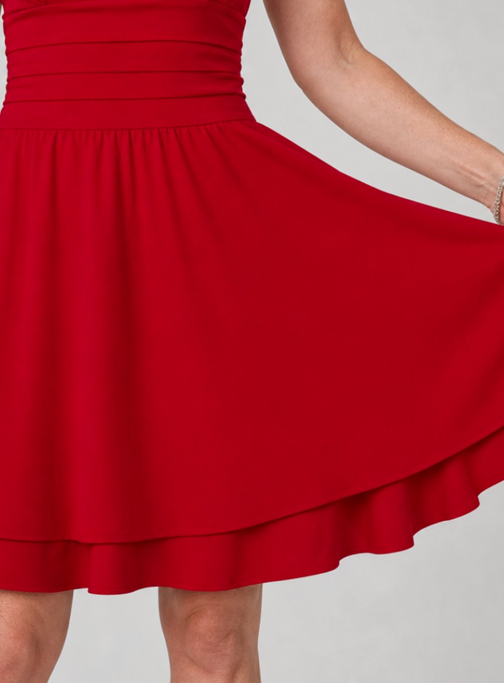 Women's Square Neck Flared Skirt Mini Cocktail Dress
