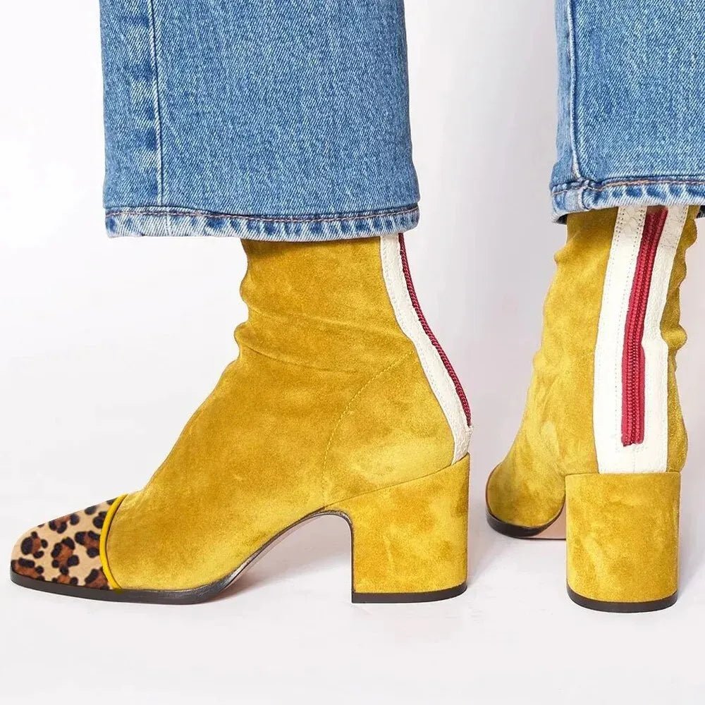 Women's Square-Toe Block Heel Ankle Boots