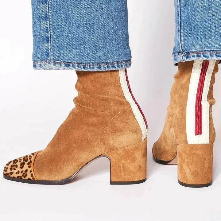 Women's Square-Toe Block Heel Ankle Boots