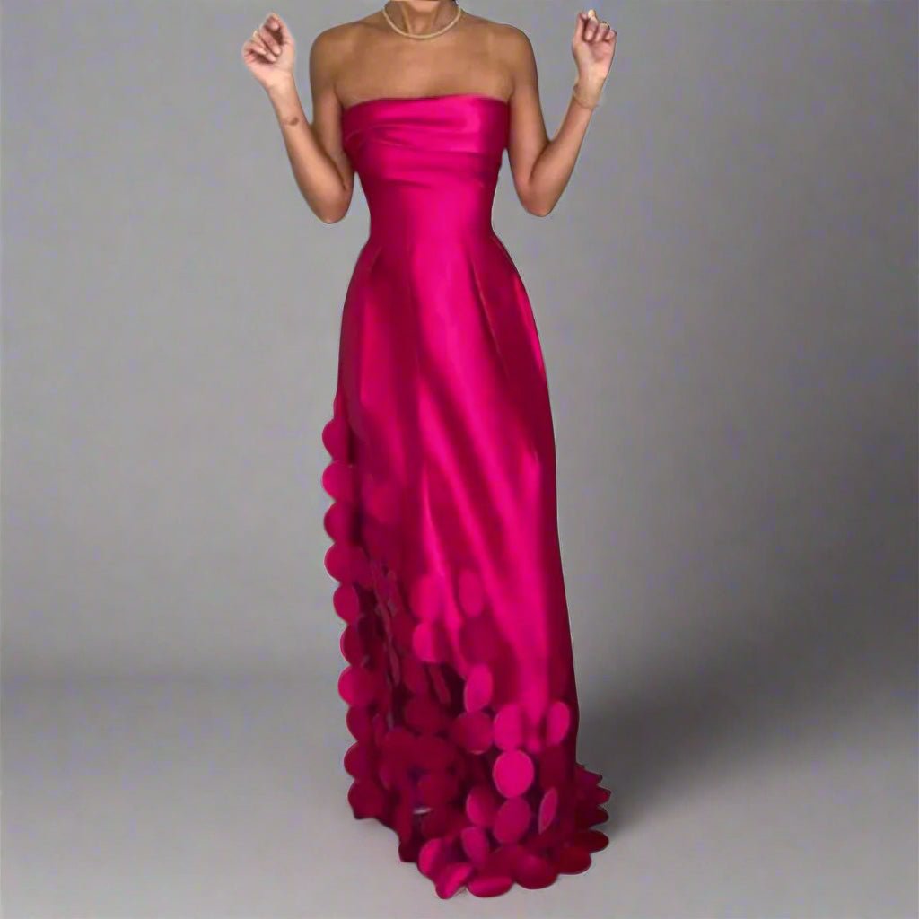 Women's Strapless Fitted Bodice Circular-Hem Maxi Evening Dress