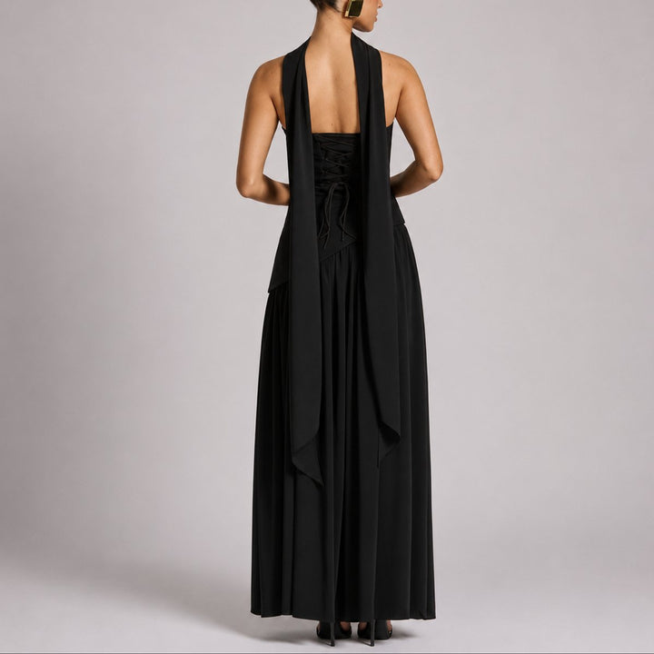 Women's Strapless Open-Back Split-Skirt Fall Wedding Guest Maxi Dress