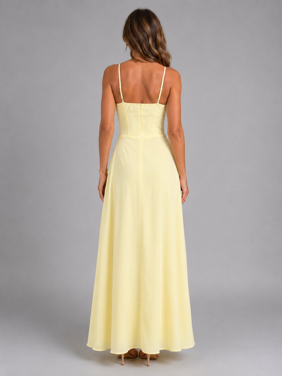 Women's Strappy Corset-Bodice Flowing Maxi Dress