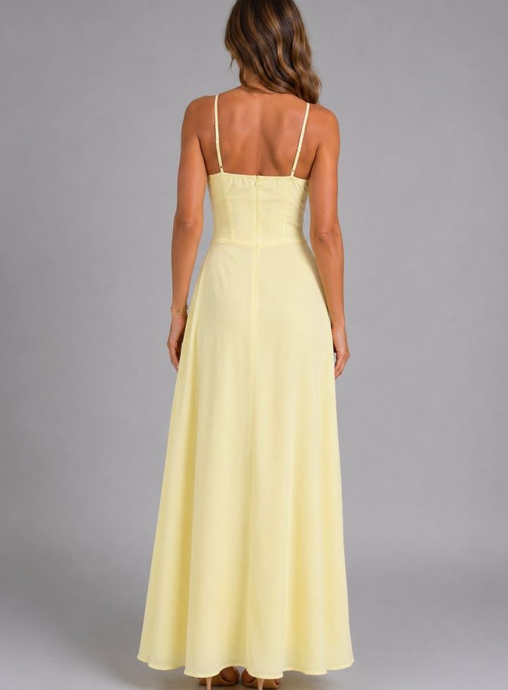 Women's Strappy Corset-Bodice Maxi Sundress Autumn Dress