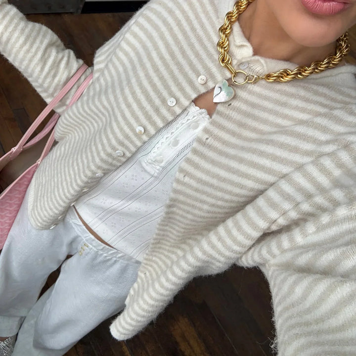 Julia | Women's Striped Button Front Cardigan Sweater