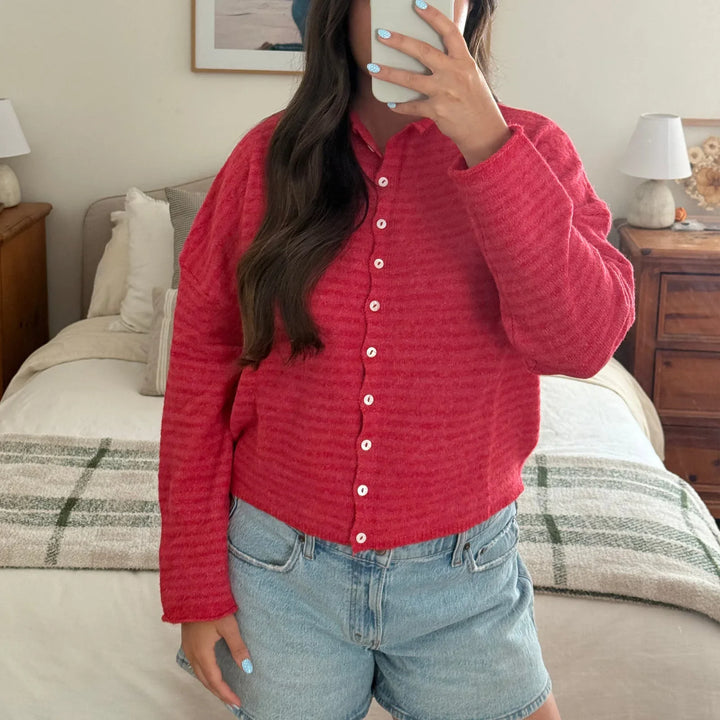 Julia | Women's Striped Button Front Cardigan Sweater