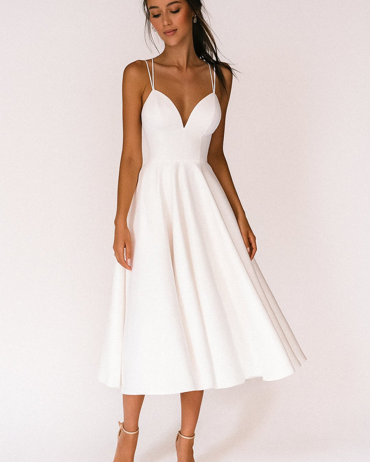 Women's Sweetheart Strappy Midi Dress - Wit