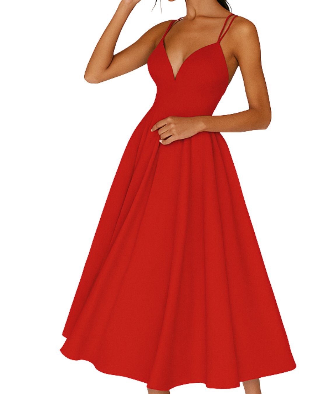 Women's Sweetheart Strappy Midi Dress - Rood