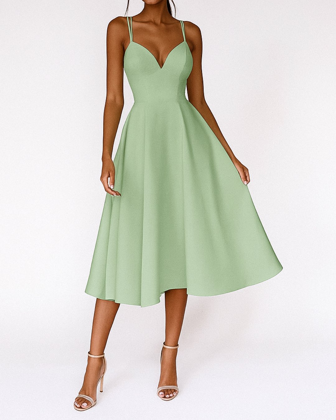 Women's Sweetheart Strappy Midi Dress - Groen