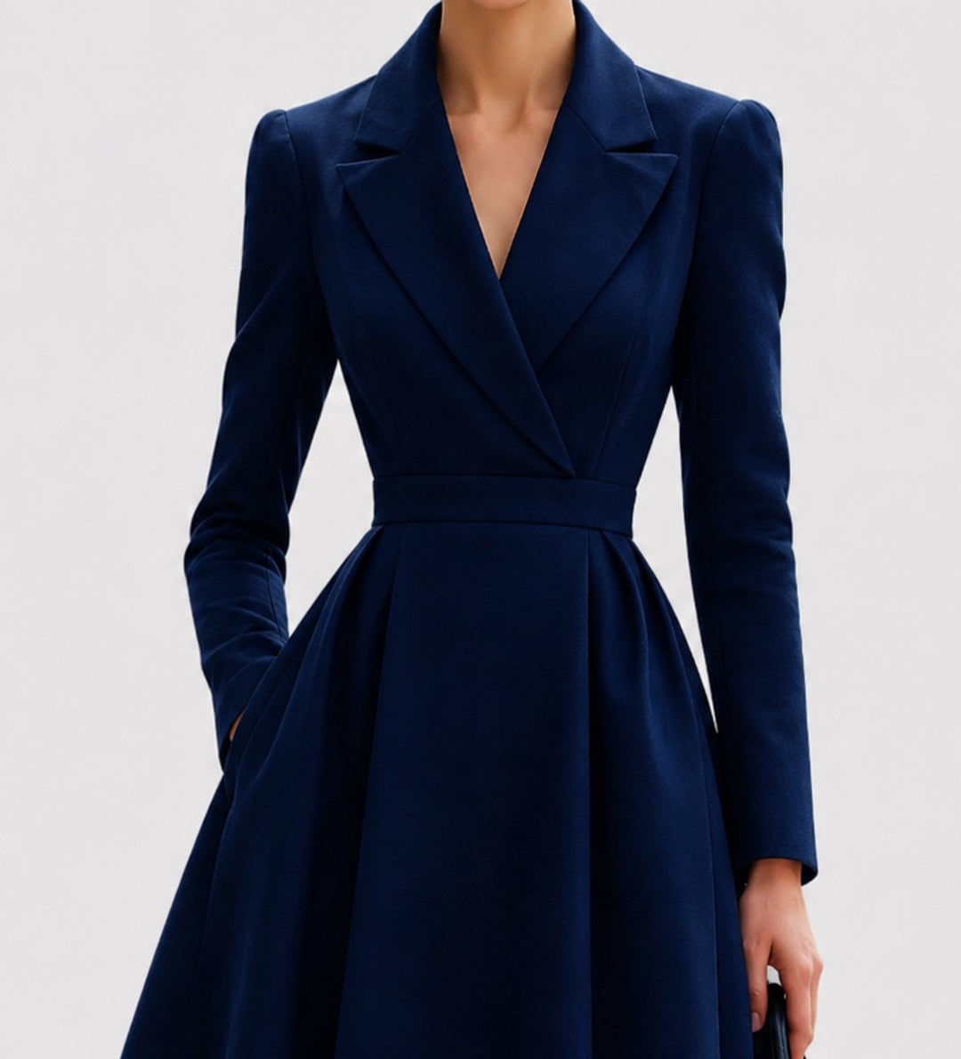 Women's Tailored Long-Sleeve Coat Formal Dresses Midi