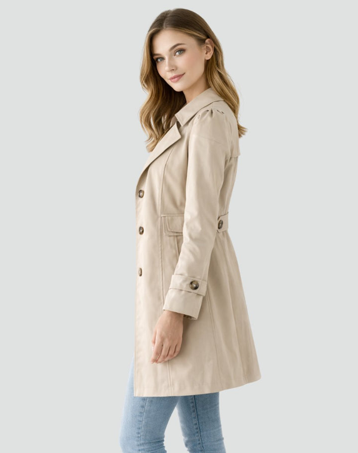 Women's Tailored Mid-Length Classic Lapel Trench Coat