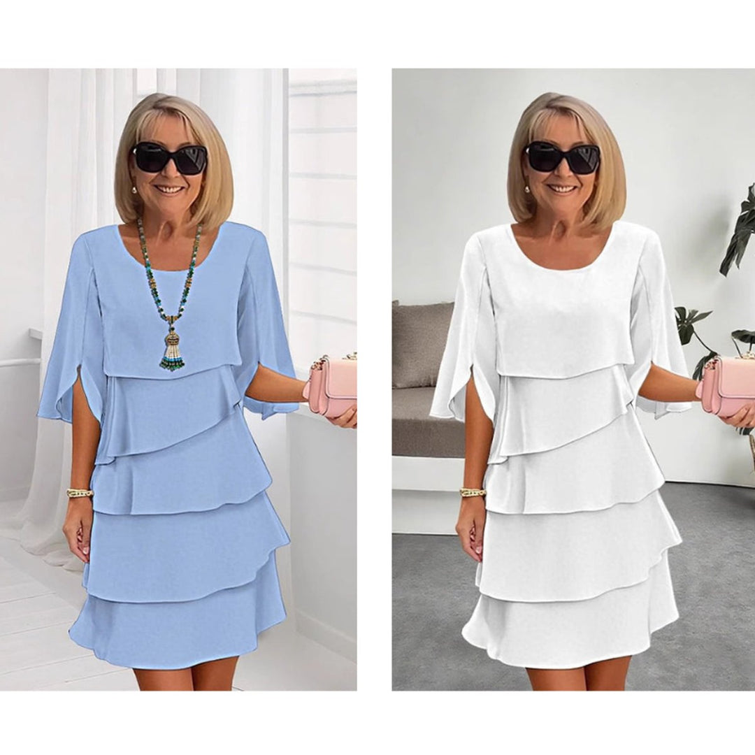 Women's Tiered Ruffle-Sleeve Layered Midi Dress