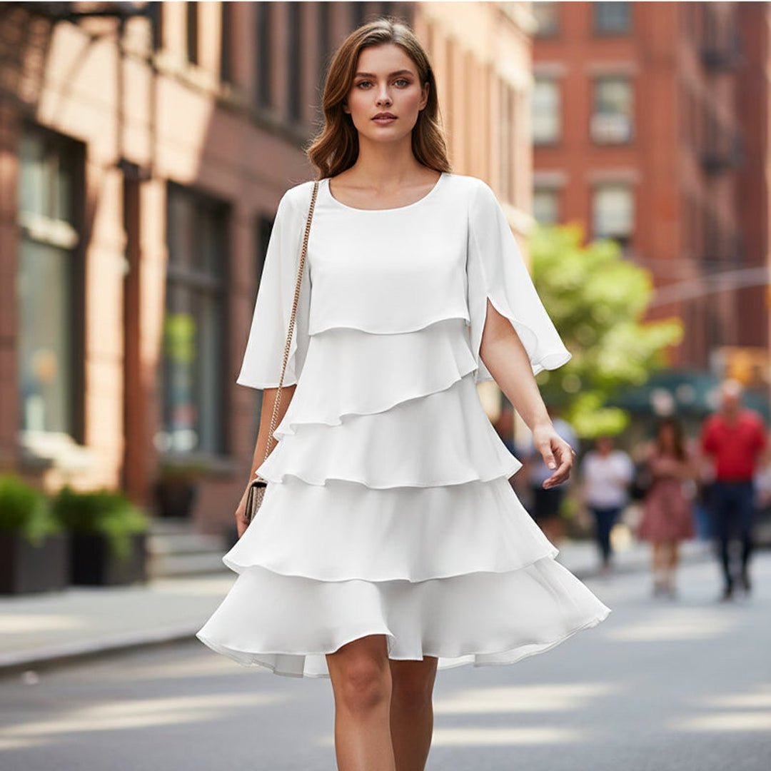Women's Tiered Ruffle-Sleeve Layered Midi Dress