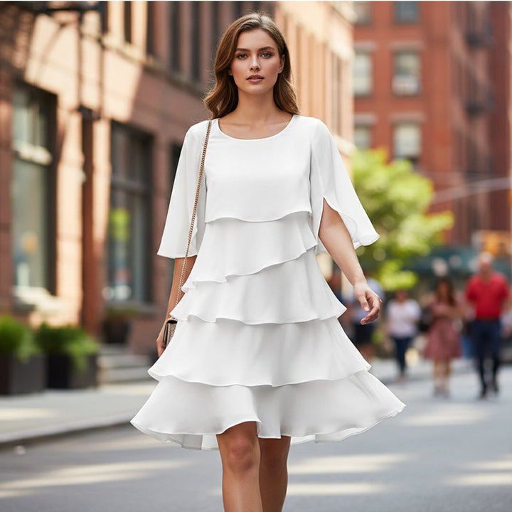 Women's Tiered Ruffle-Sleeve Layered Midi Dress