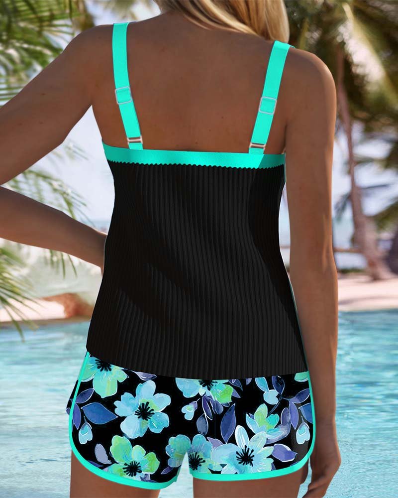Women's Tummy Control Floral Two-Piece Tankini Set