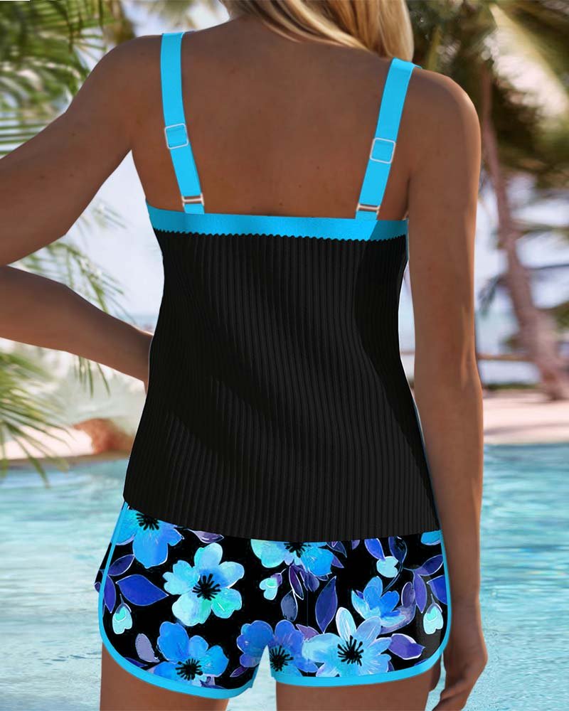 Women's Tummy Control Floral Two-Piece Tankini Set