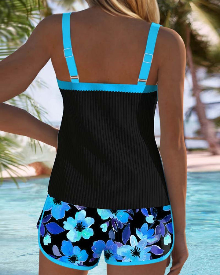 Women's Tummy Control Floral Two-Piece Tankini Set