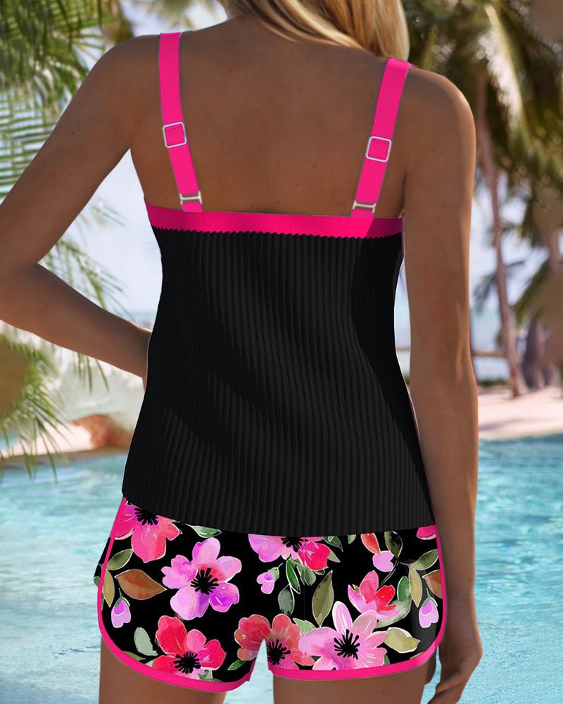 Women's Tummy Control Floral Two-Piece Tankini Set