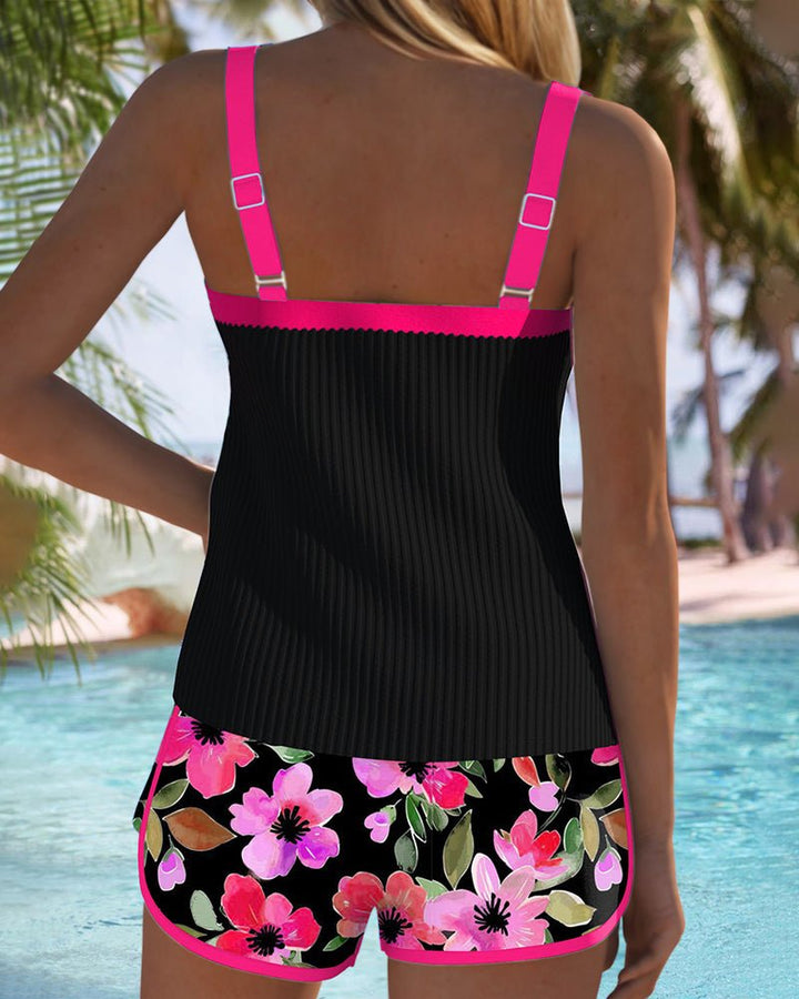 Women's Tummy Control Floral Two-Piece Tankini Set