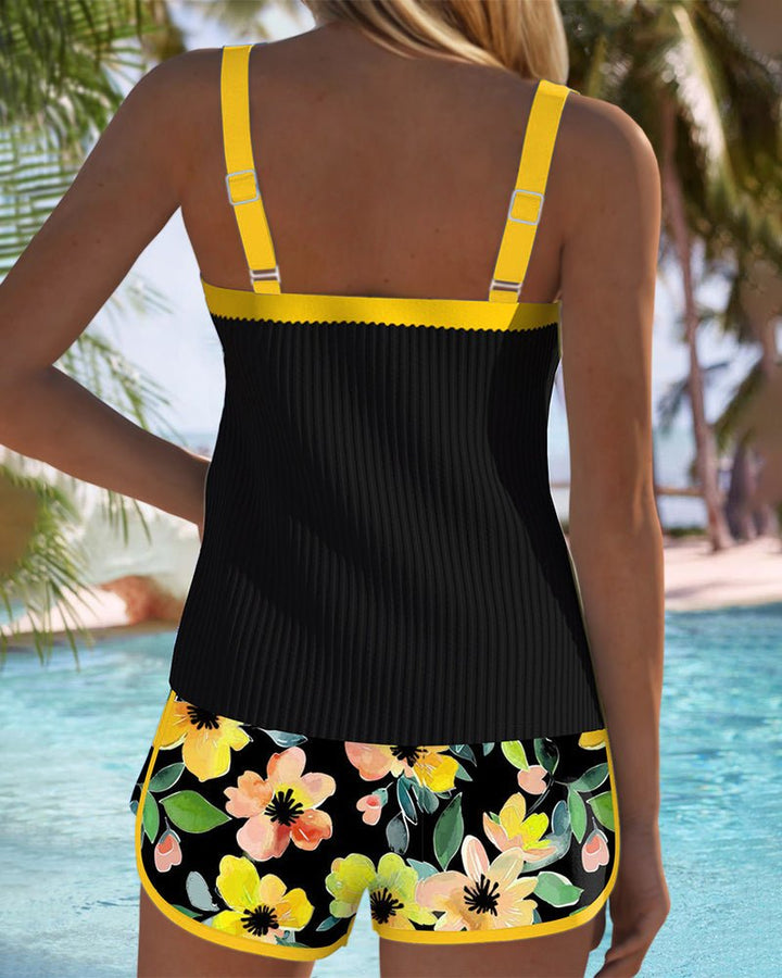 Women's Tummy Control Floral Two-Piece Tankini Set