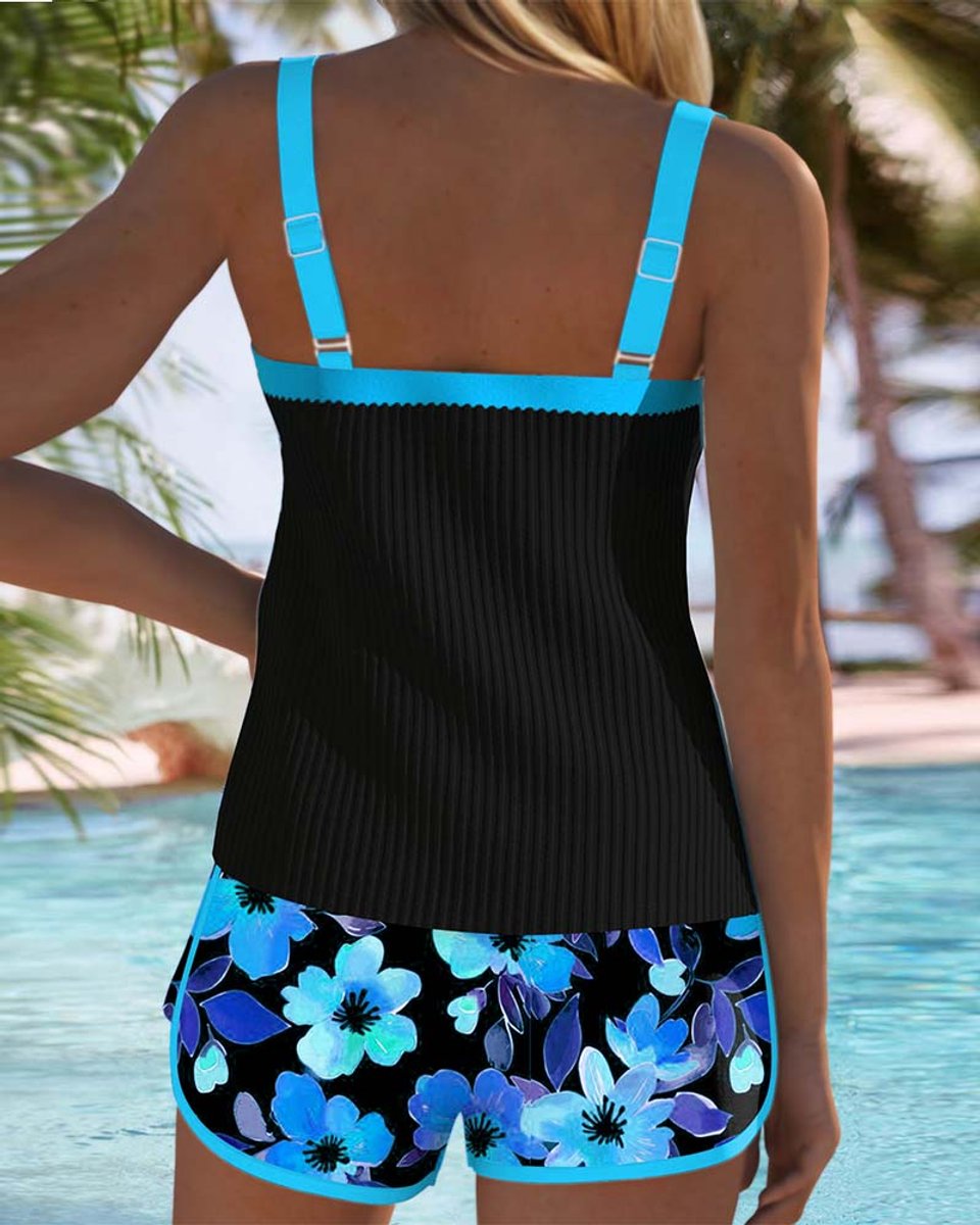 Women's Tummy Control Ribbed Tankini Set