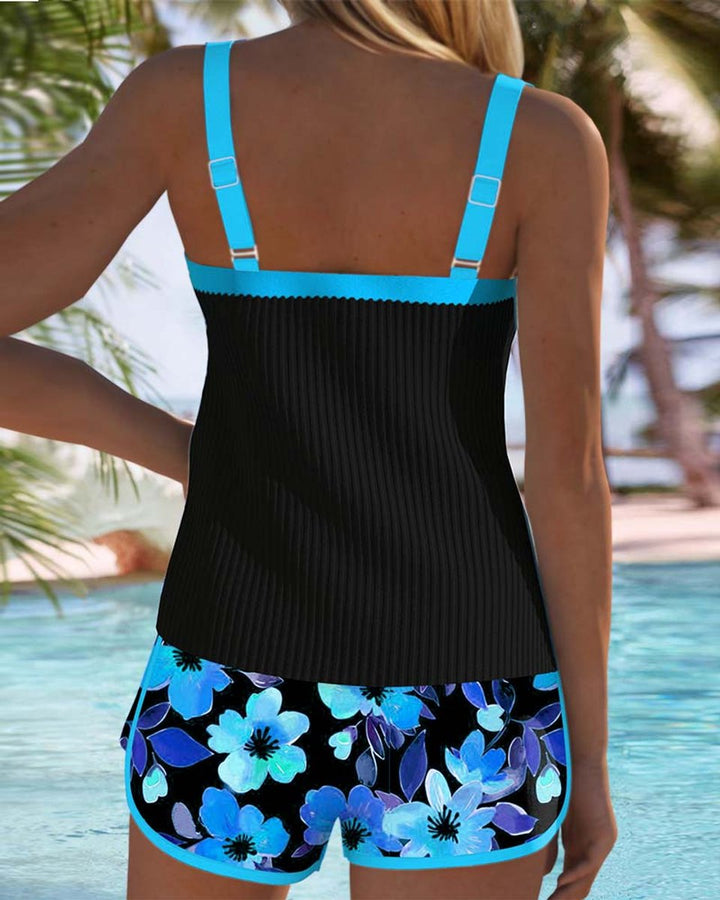 Women's Tummy Control Ribbed Tankini Set