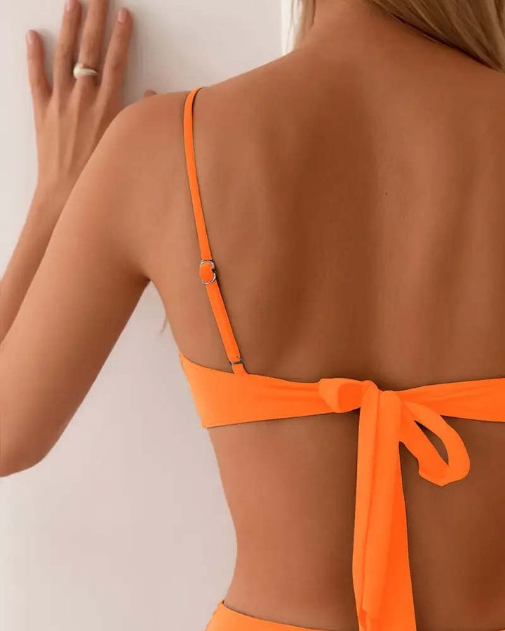 Women's Two-Piece Bandeau Bikini Set with Metallic Details