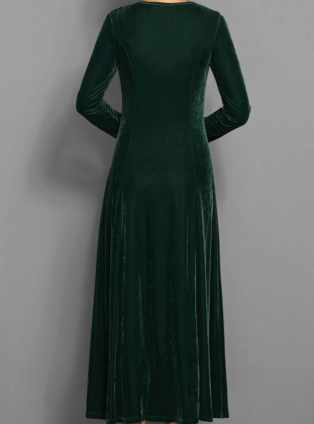 Women's Velvet Long Sleeve Formal Party Dress Maxi A-Line