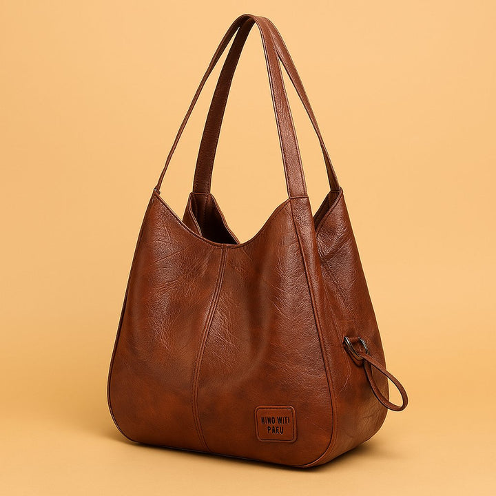 Women's Vintage Genuine Leather Hobo Shoulder Bag - Brown
