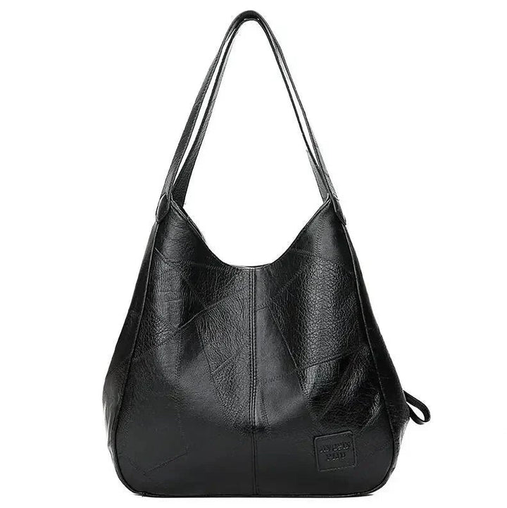 Women's Vintage Genuine Leather Hobo Shoulder Bag - Black