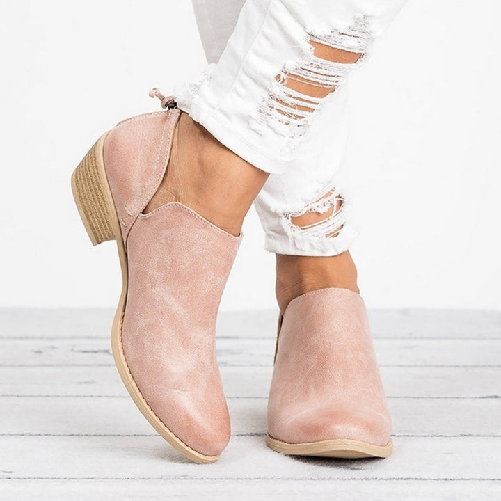 Women's Vintage Slip-On Block Heel Ankle Boots