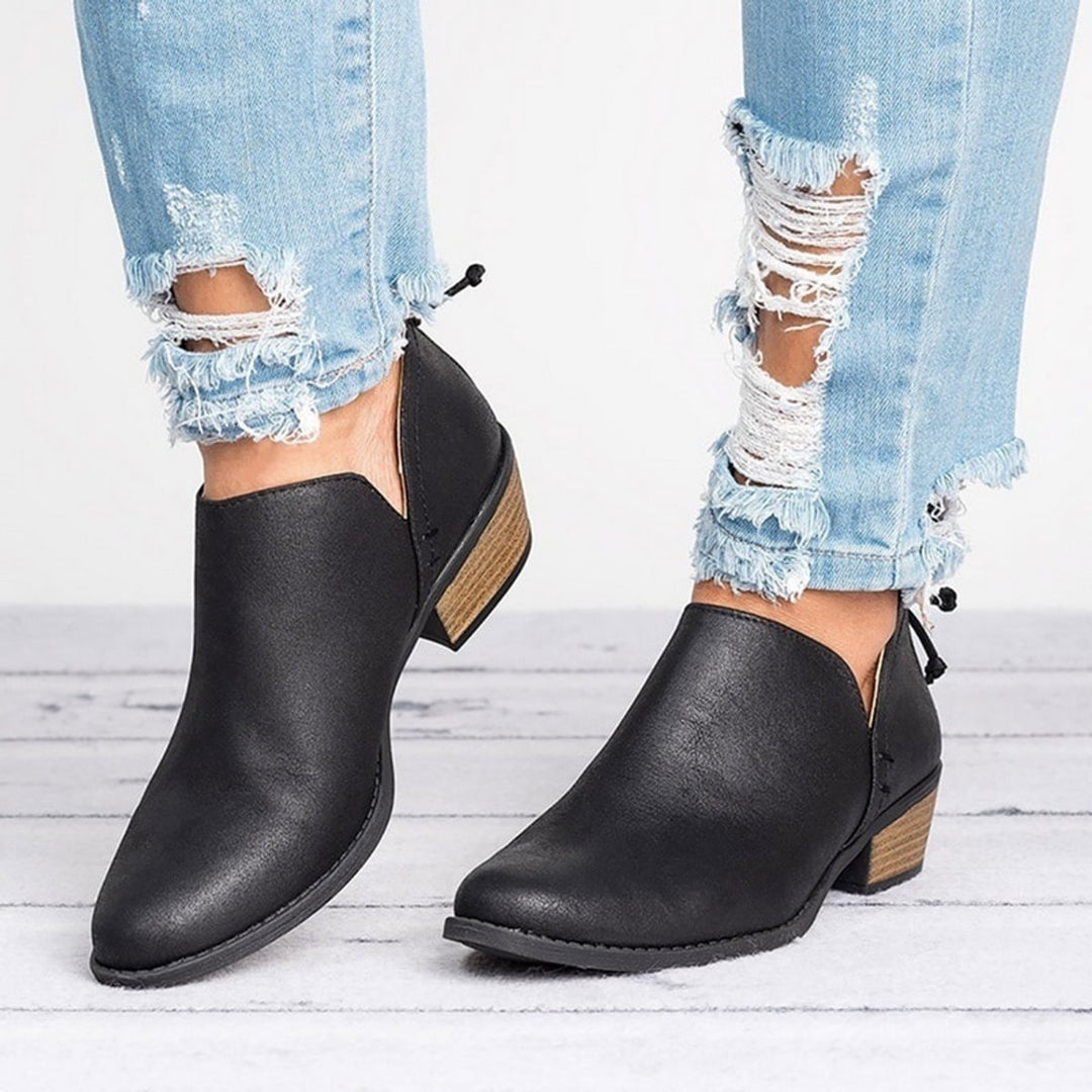 Women's Vintage Slip-On Block Heel Ankle Boots