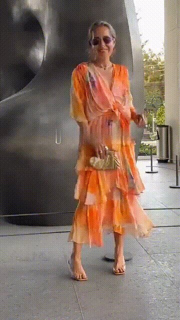 Women's Watercolour Floral Tiered Chiffon Maxi Dress
