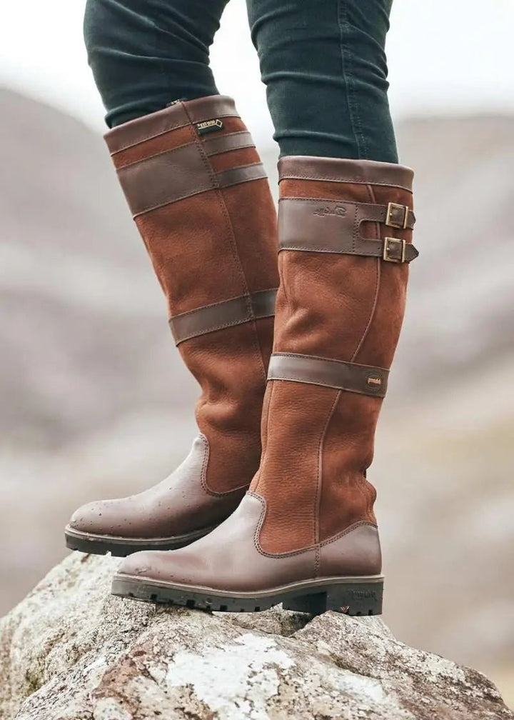 Women's Waterproof Boots Knee High Leather Pull-On - Brown