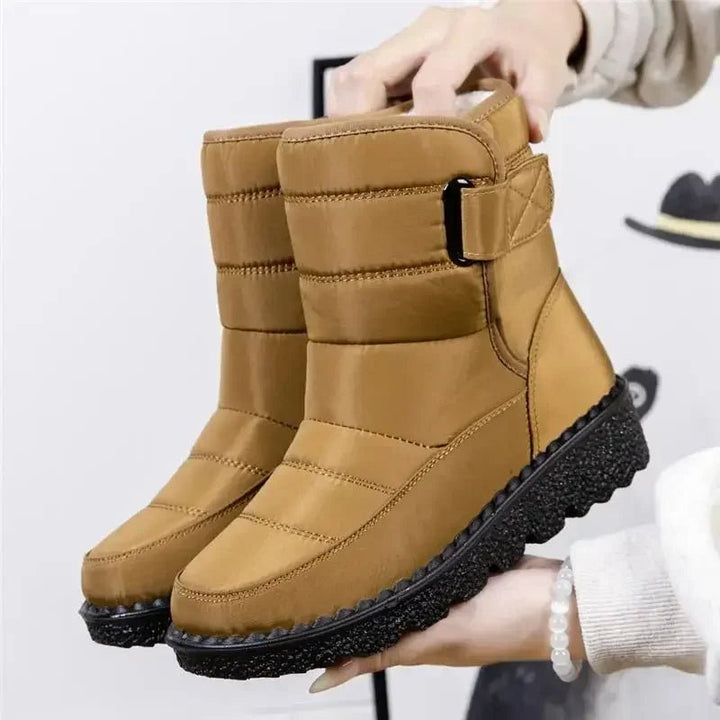 Women's Waterproof Boots Quilted Winter Ankle Snow - Khaki