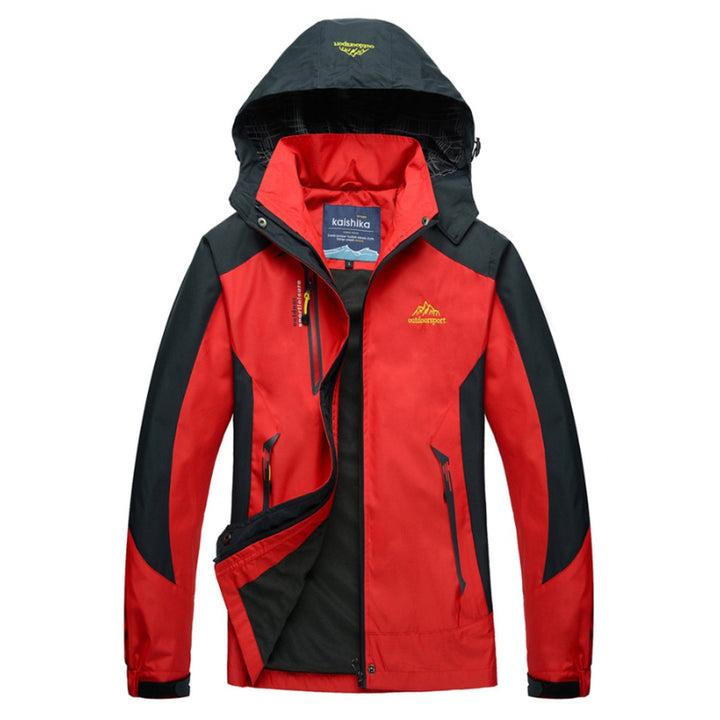 Women's Waterproof Hooded Outdoor Quilted Jacket - Red